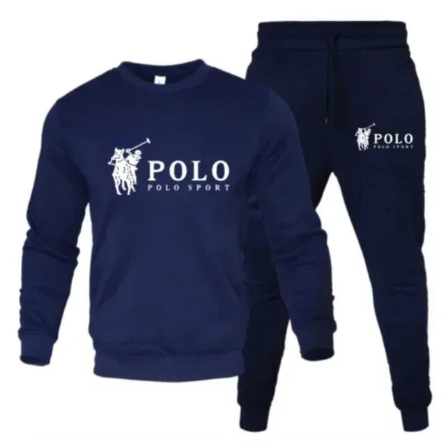 Men's autumn and winter round-neck sweatshirt and jogging pants set for casual outdoor fitness