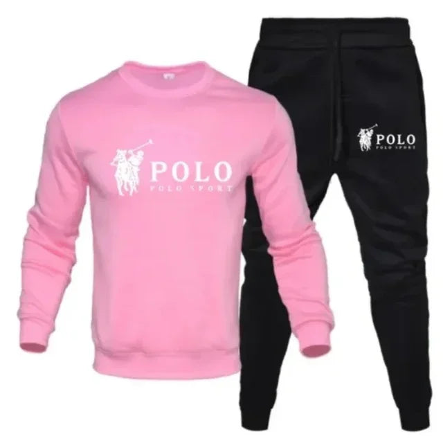 Men's autumn and winter round-neck sweatshirt and jogging pants set for casual outdoor fitness