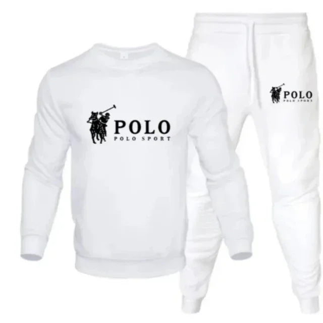 Men's autumn and winter casual round-neck sweatshirt and jogging pants set for outdoor fitness