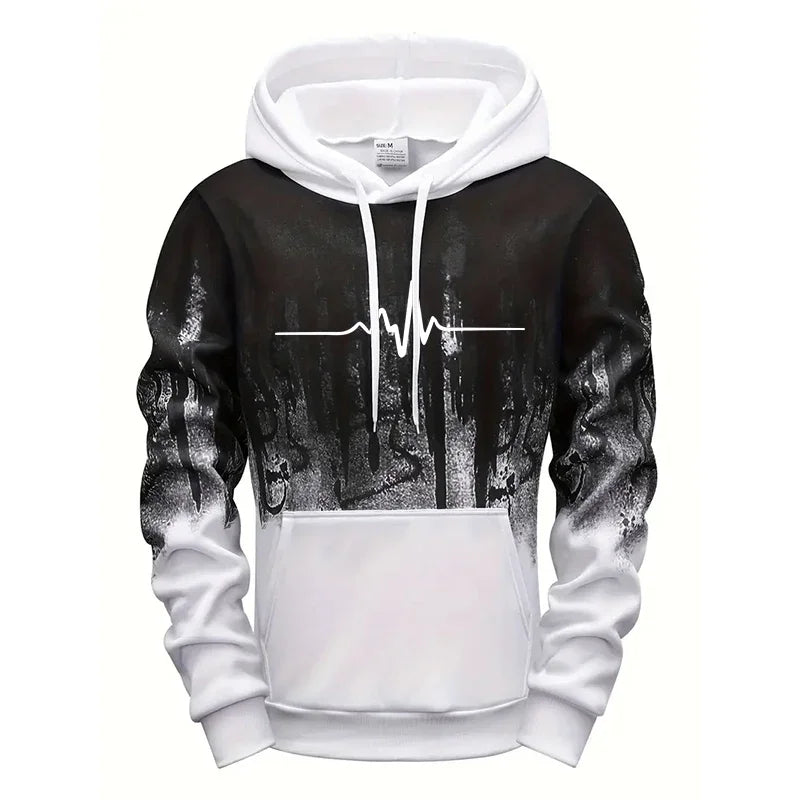 Men's casual tracksuit in polyester with geometric pattern for autumn and winter