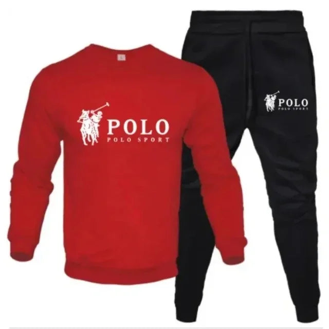 Men's autumn and winter round-neck sweatshirt and jogging pant set for casual outdoor fitness