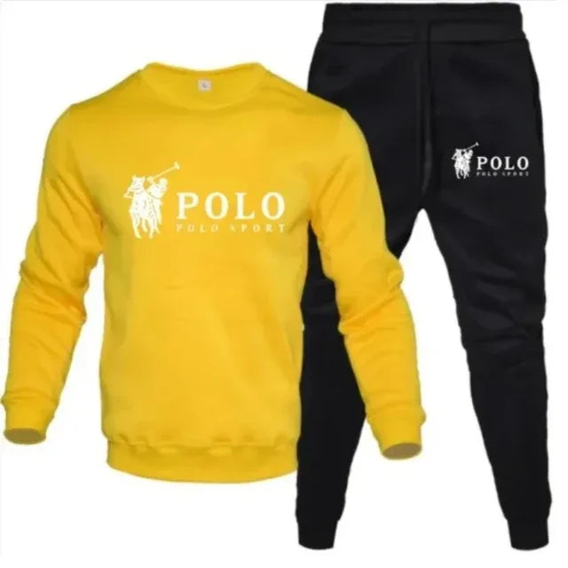 Men's autumn and winter round-neck sweatshirt and jogging pants set for casual outdoor fitness