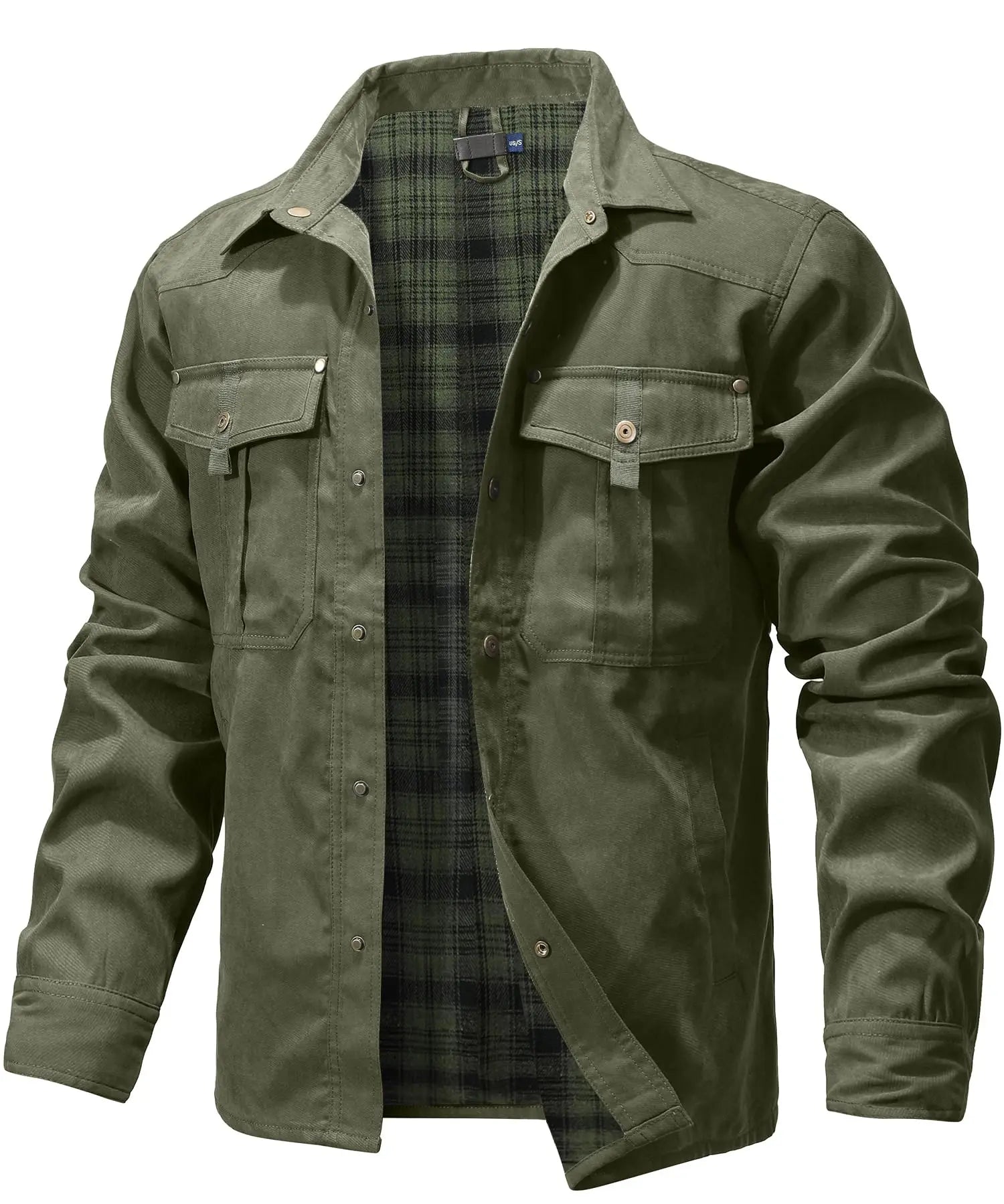 Men's Jackets Spring Flannel Lined Shirt Coat