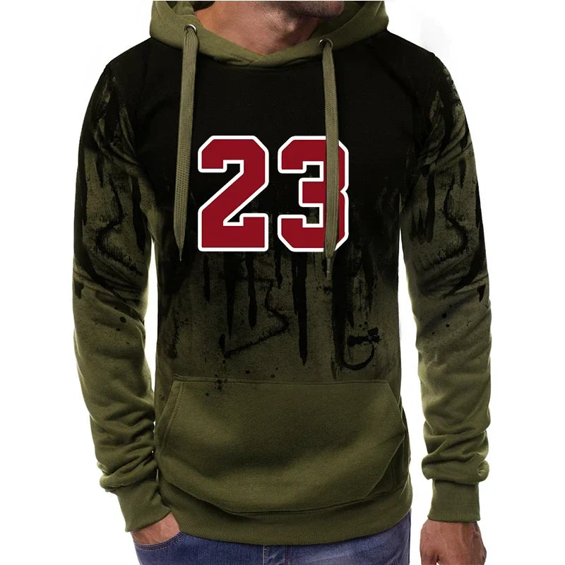 Men's casual hoodies polyester knit sports sweatshirt with o-neck and pockets for autumn and winter