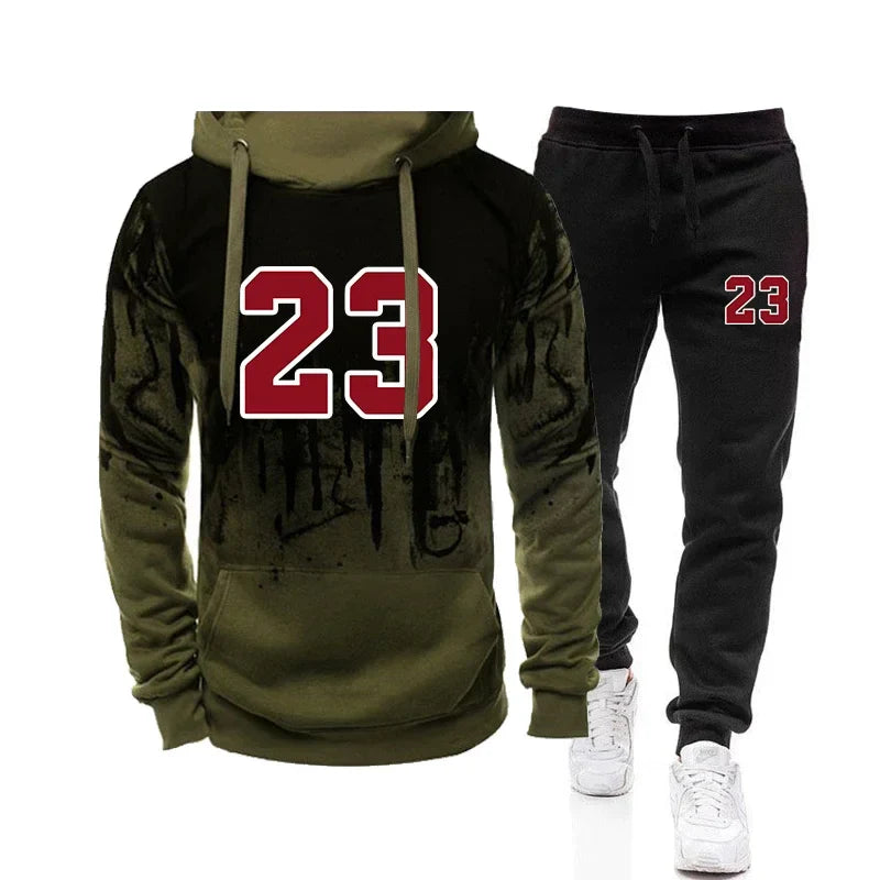 Men's casual polyester hoodie and jogging sweatshirt with appliques and pockets for autumn and winter sports