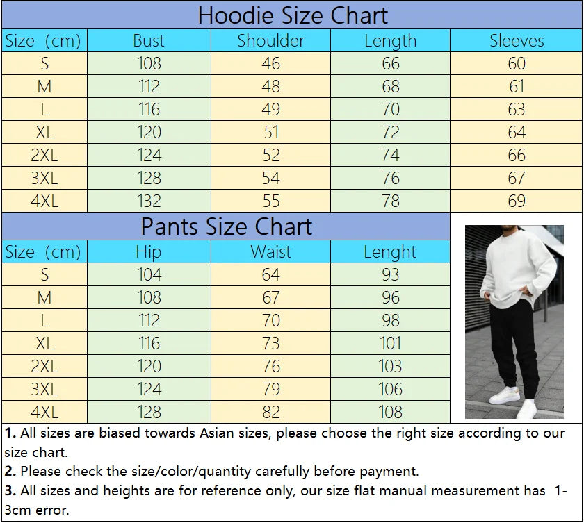 white men's pullover tracksuit with elastic waist pants for casual autumn wear