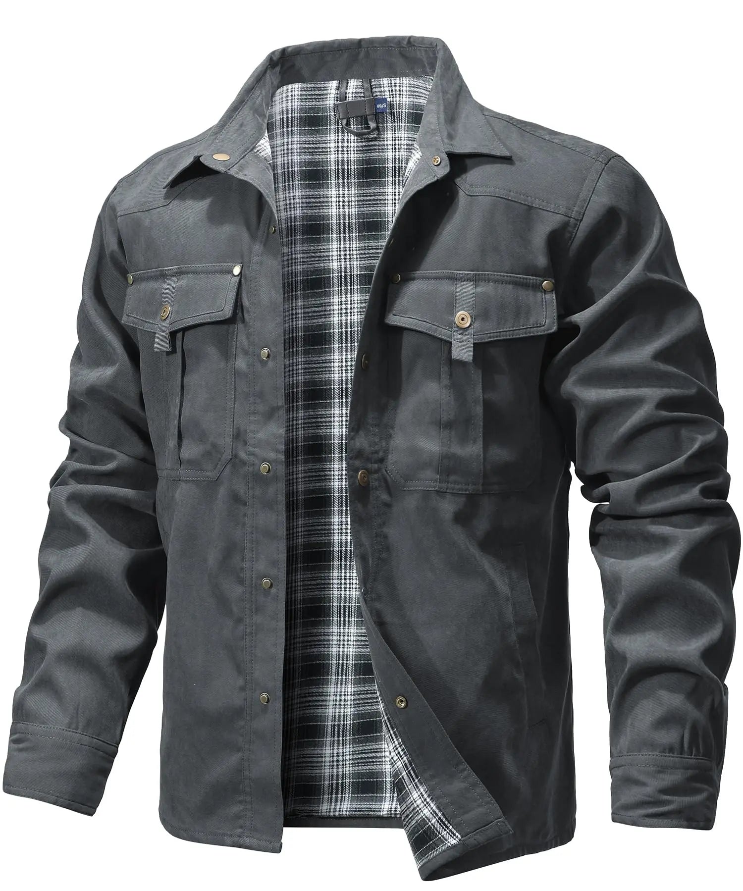 Men's Jackets Spring Flannel Lined Shirt Coat
