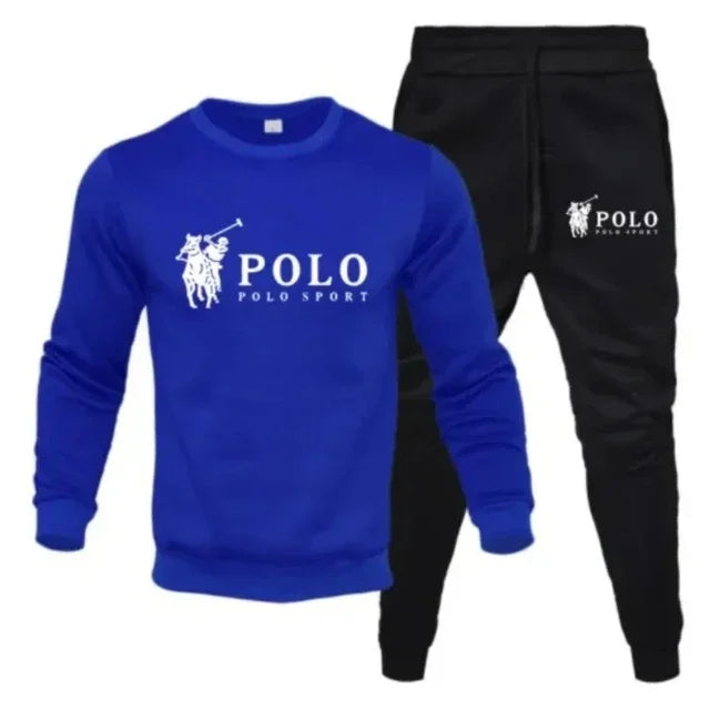 Men's autumn and winter co-ord set with round-neck sweatshirt and jogging pants in casual outdoor fitness style